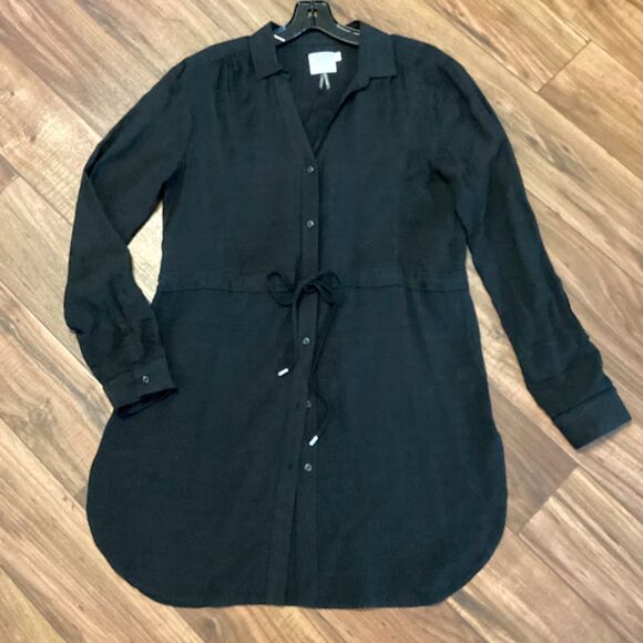Anthropologie HD in Paris Carmina Women's Front Button Shirt Dress Black Small - Picture 7 of 9